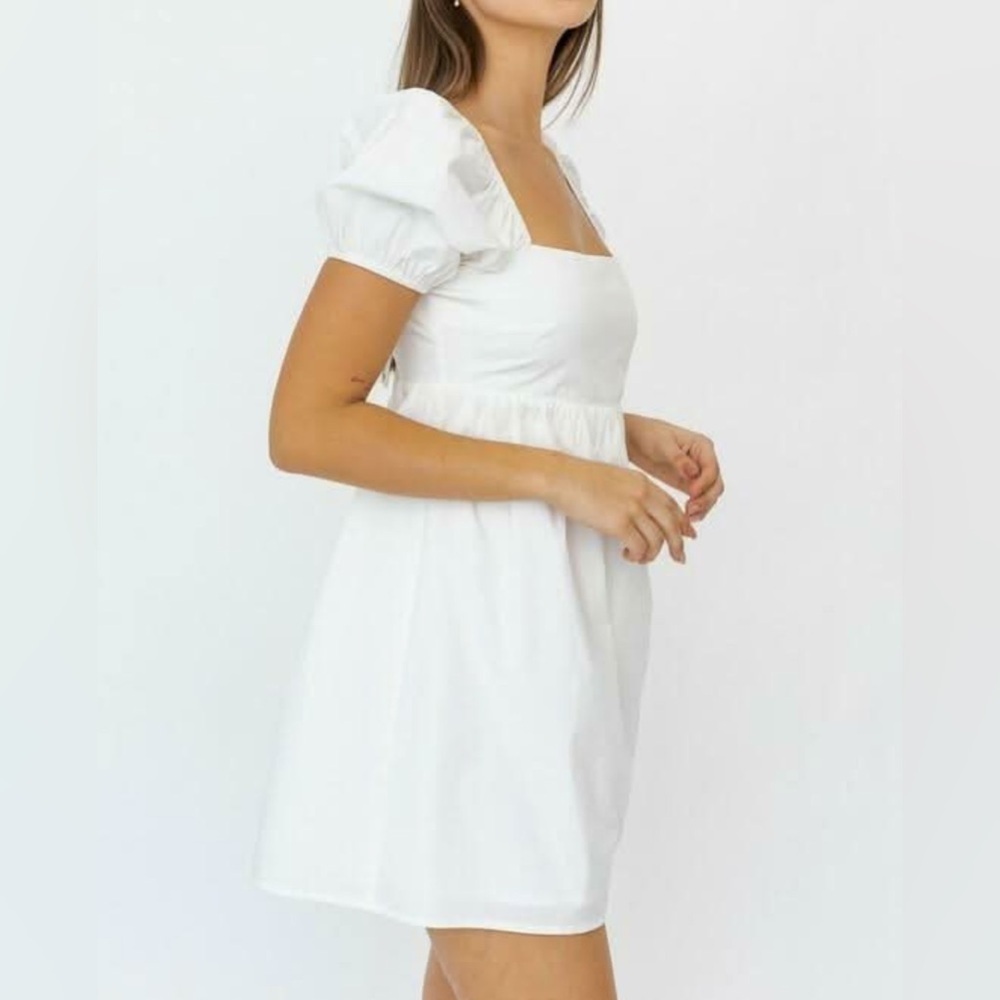 Le Lis Elegant White Open-Back Dress